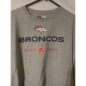 NFL Team Apparel Denver Broncos T Shirt Mens Extra Large Gray Spell Out Logo 🔥